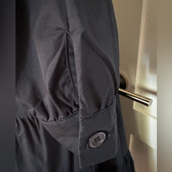 Lili Sidonio size S navy cotton poplin v-neck tiered dress with collar. - Picture 5 of 10